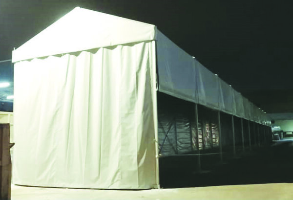 6m marquee Tent (13 Blog) with Trolley Track Sidewall and Plain Sidewall 6